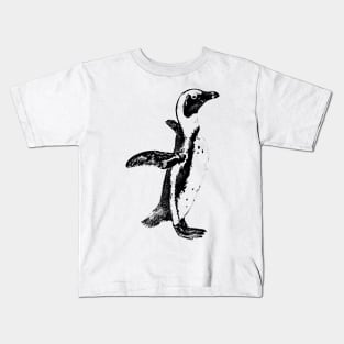 African Penguin in Graphic Black and White Kids T-Shirt